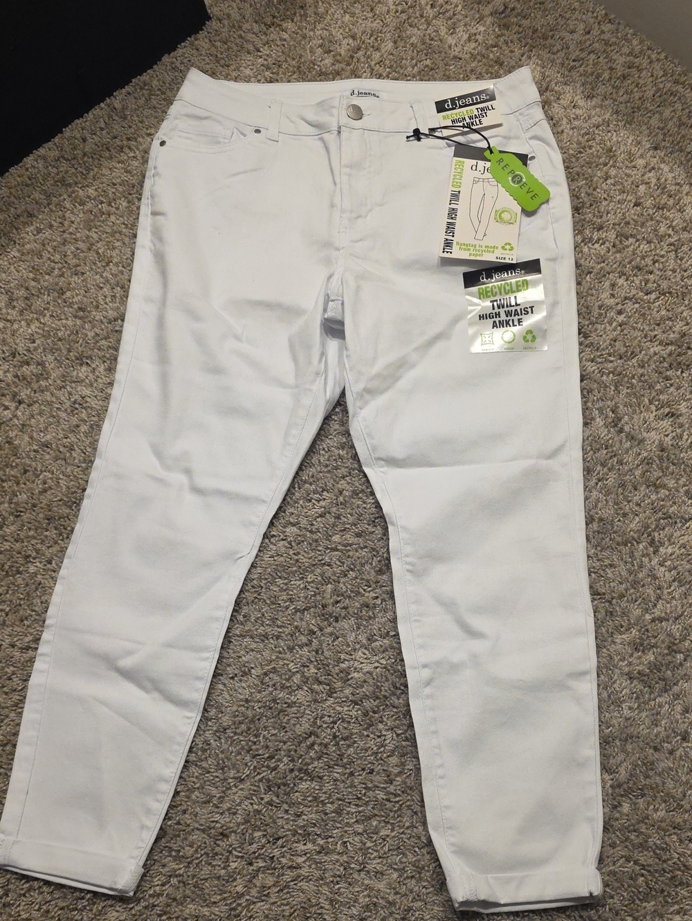 NWT d. jeans Women's High Waist Ankle Twill Jeans - White